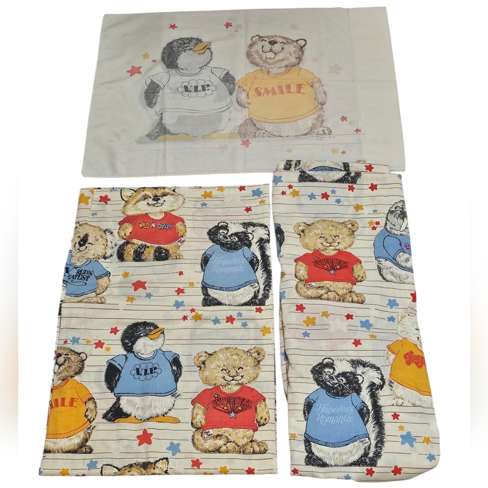 Vintage 1980 Hallmark Shirt Tales Dan River Twin Size Sheet Set